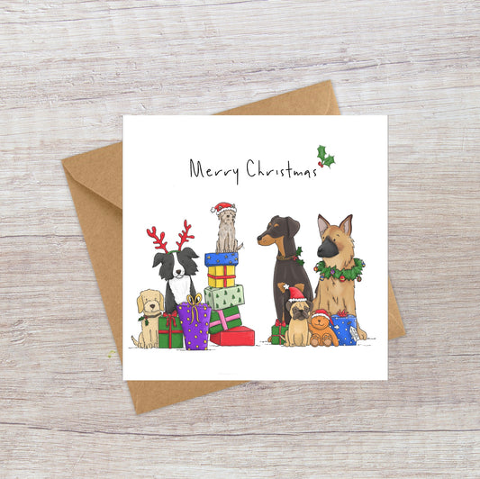 Dogs and Presents Christmas card