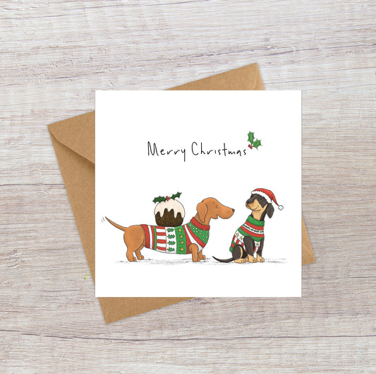 Cute Sausage dogs Christmas card