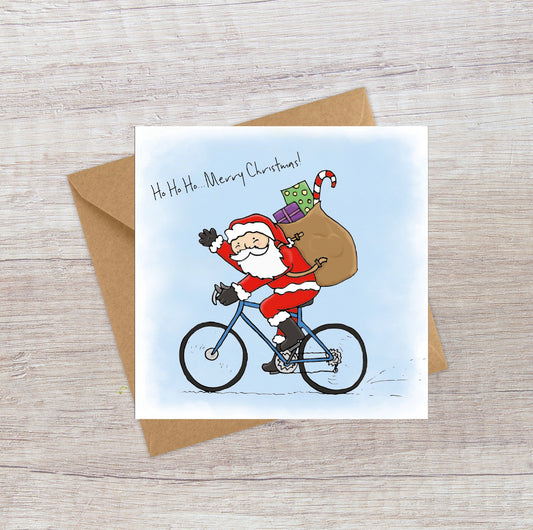 Father Christmas on a Bike Christmas card