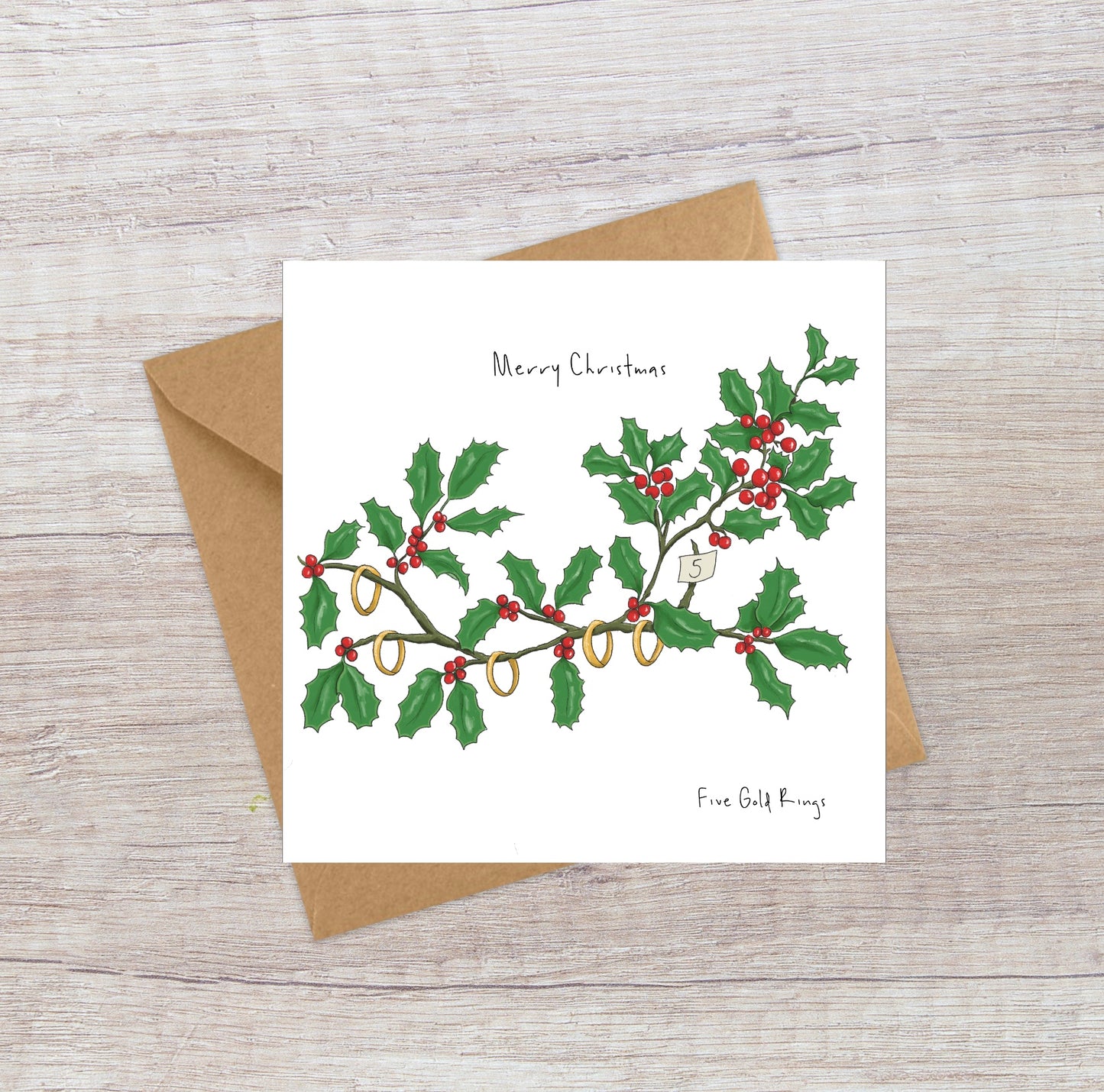 Five Gold Rings - Twelve Days of Christmas card