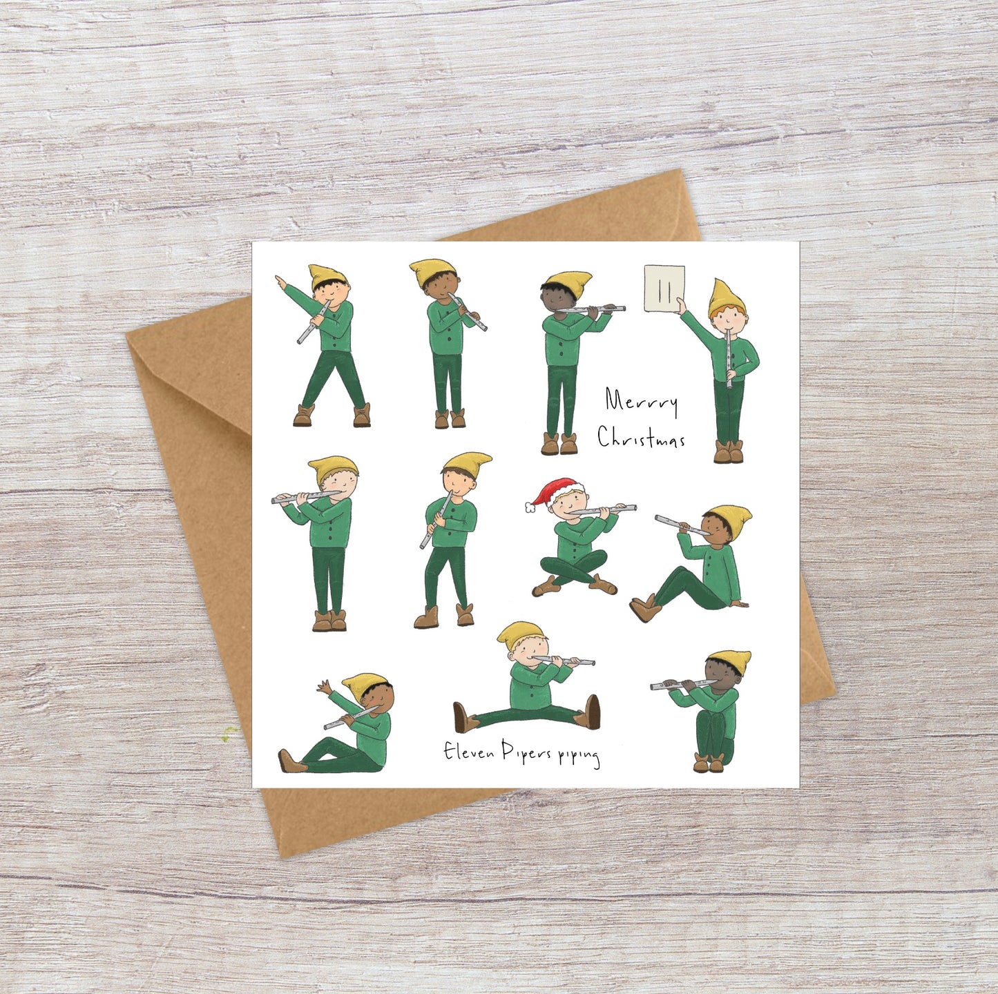 Eleven Pipers Piping - Twelve Days of Christmas card