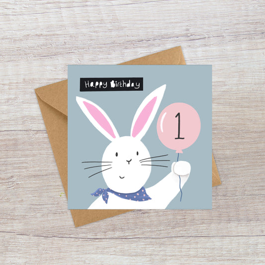 Age 1 Rabbit Birthday Card