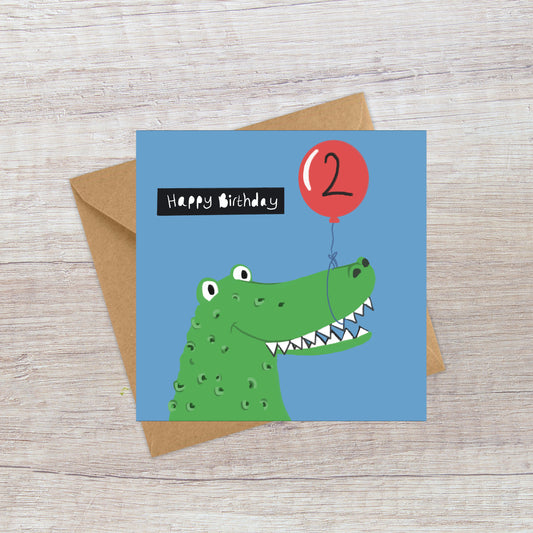 Age 2 Crocodile Birthday Card