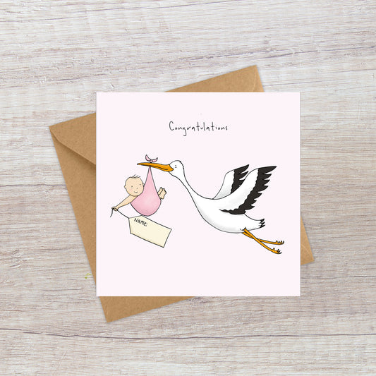 New Baby Girl Card - Personalise it yourself