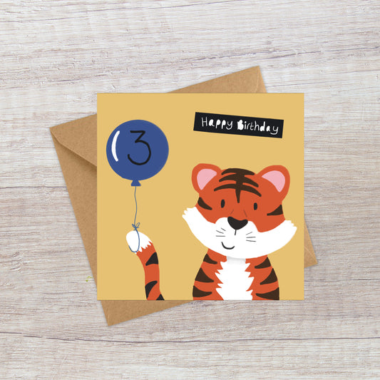 Age 3 Tiger Birthday Card