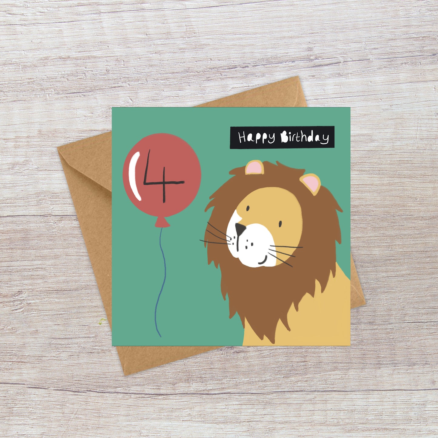 Age 4 Lion Birthday Card