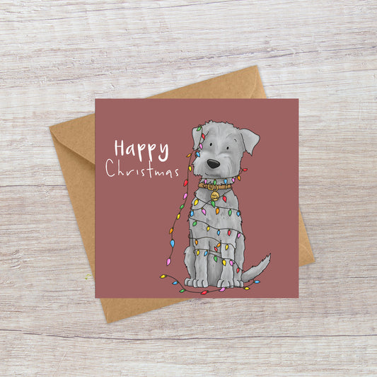 Grey dog & lights