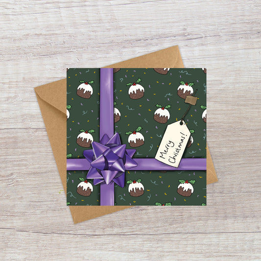 Christmas pudding present Christmas card