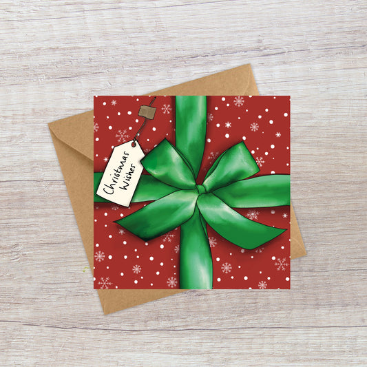 Snowflake present Christmas card