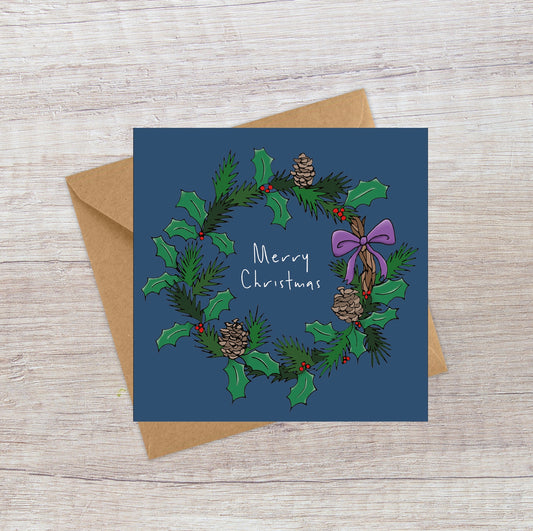 Holly Wreath Christmas card