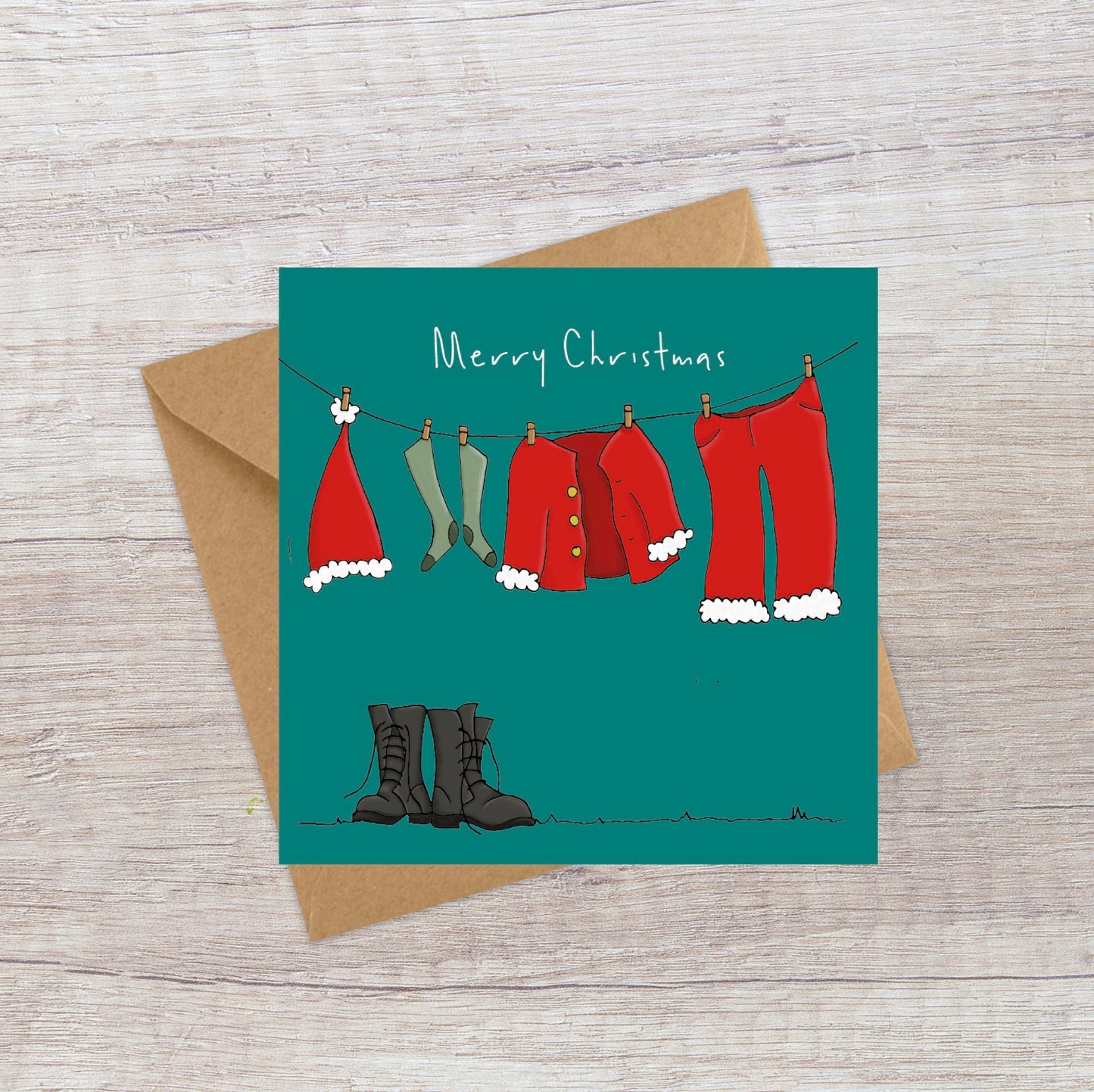Father Christmas Washing Line Christmas card