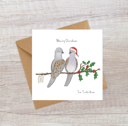 Two Turtle Doves - Twelve Days of Christmas card