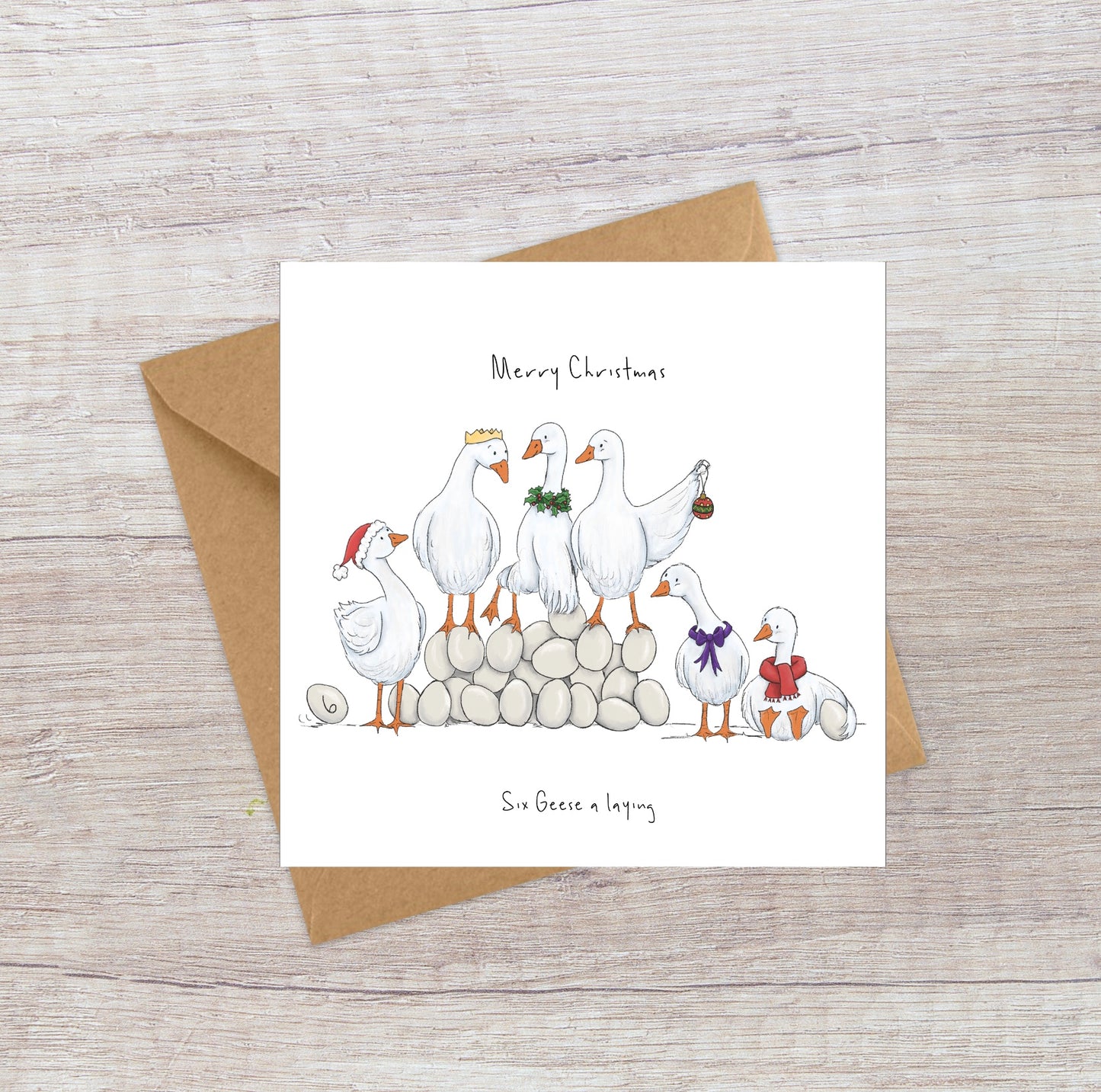 Six Geese a Laying - Twelve Days of Christmas card