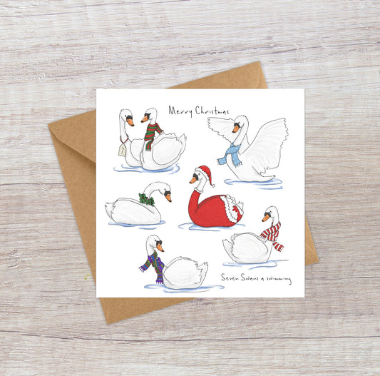Seven Swans a Swimming - Twelve Days of Christmas card