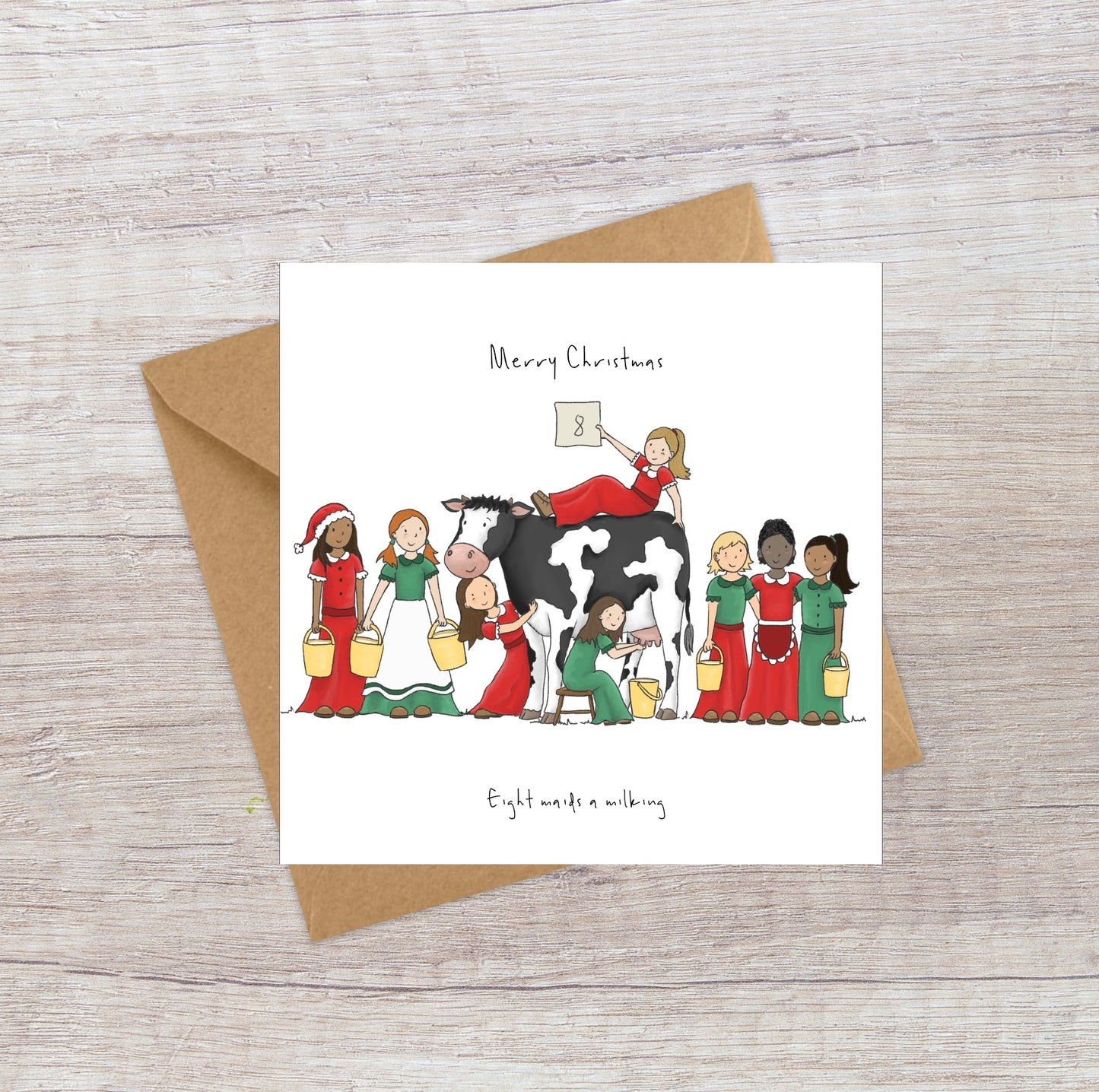 Eight Maids a Milking - Twelve Days of Christmas card