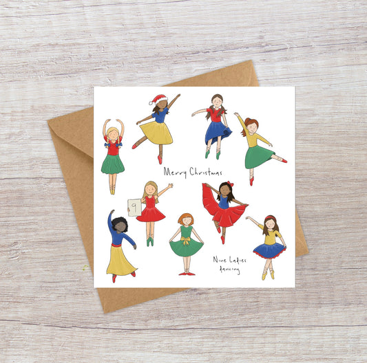 Nine Ladies Dancing - Twelve Days of Christmas card