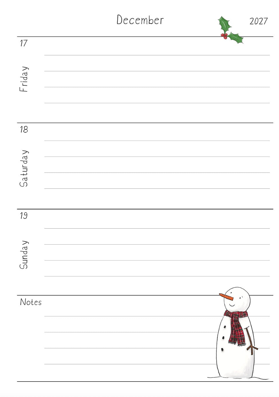 PRE ORDER - A5 wire bound week to view 2027 diary, featuring lots of characterful illustrations inspired from visits to the Isle of Bute