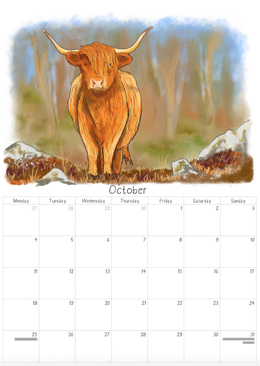 2027 A4 Calendar