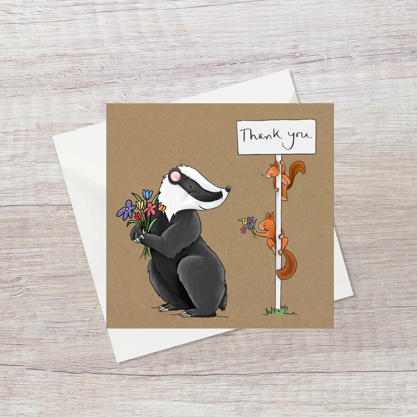 Badger and Squirrels Thank you Card