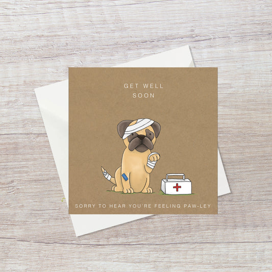 Get well soon - Pawley Pug card