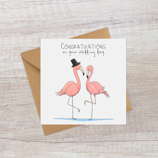 Happy Flamingos - Wedding Card